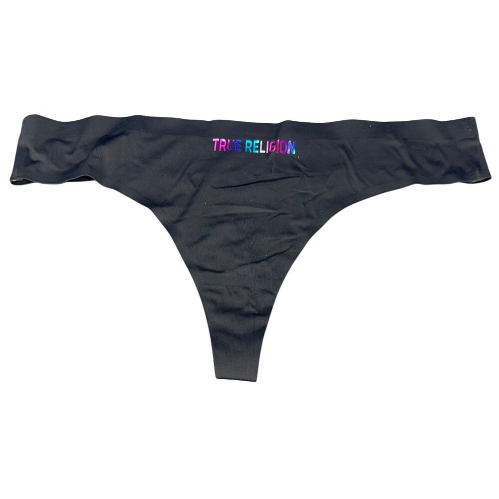 True Religion Womens Size XL Panty Thong Seamelss Black New Without Tags